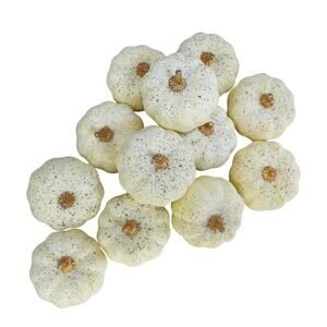 Artificial Off White Pumpkins (Set of 12) – 3" Foam Fall / Halloween Decor